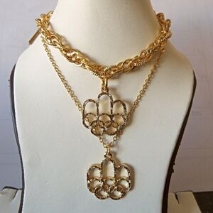 Vintage 1976 Olympic Games Gold Metal Necklace and Bracelet 1972 Cojo 76 duo